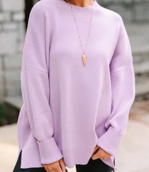 Shop‎ the Mint Mock Neck Oversized Sweater S Purple thumbnail 1