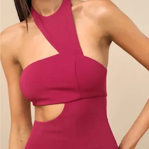 Lulu's Wine Asymmetrical Maxi Dress thumbnail 5