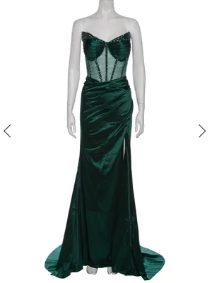 Portia & Scarlett Emerald Velvet Beaded Corset Gown Formal Dress L NWT thumbnail 2