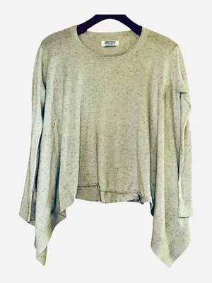 All Saints Cream Speckled Draped Hem Crew Neck Sweater thumbnail 1