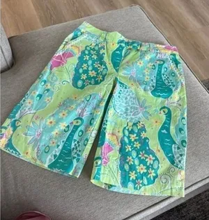 NEW WHITE TAGS Lilly Pulitzer‎ VINTAGE Short Shorts Pink Green 4 Stretch RARE thumbnail 1
