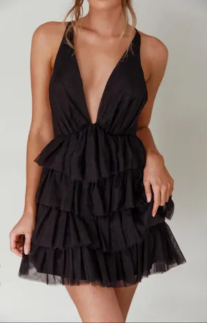 Selfie Leslie Mini Dress Ruffle Black (homecoming) thumbnail 4