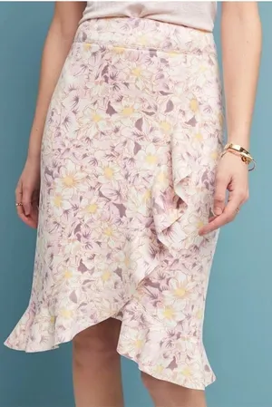 NWT Anthropologie Skye Ruffled Floral Skirt Size 14 thumbnail 1