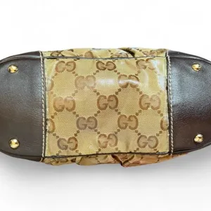 Gucci GG Crystal Mix Hobo Bag Brown Monogram Coated Canvas Leather Shoulder thumbnail 3