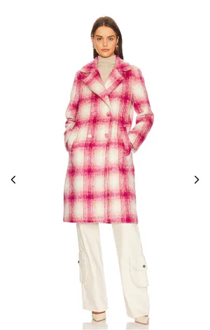 Lovers + Friends Revolve Kanani Coat in Pink Plaid thumbnail 2