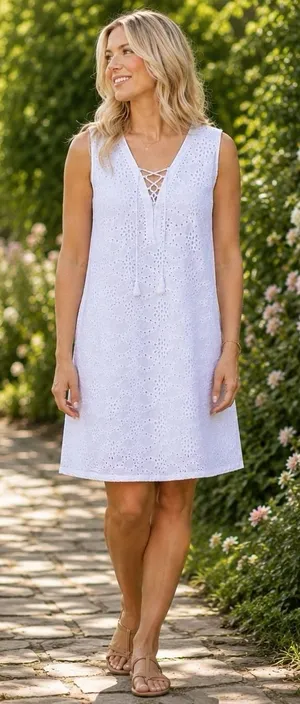 NEW White House Black‎ Market White Eyelet Dress Coastal Cottagecore Feminine 16 thumbnail 1