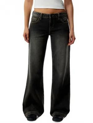 Pacsun Charlie Low Rise Baggy Bootcut Jeans Washed Black NWT Size 26 thumbnail 4