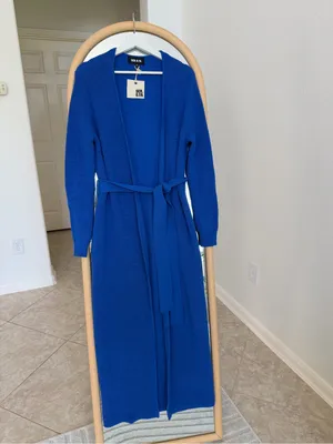 SER.O.YA Royal Blue Maxi Belted Knit Cardigan XS NWT thumbnail 6