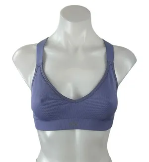 Alo Yoga Blue Ribbed Knit Cross Back Workout Athletic Sports Bra Crop Top Size S thumbnail 1