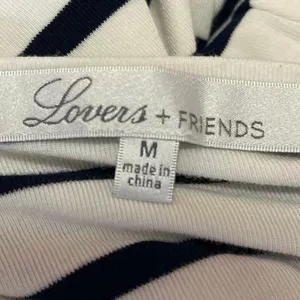 REVOLVE Lovers + Friends White Black Striped Long Sleeve Romper Bodysuit Top M thumbnail 4