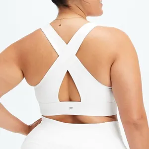 Fabletics Oasis Twist Sports Bra White Size 2X Cut Out Back Yoga Work Out Sporty thumbnail 2