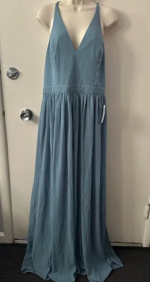Lulu's Dusty Blue Spaghetti Strap Maxi Dress thumbnail 1
