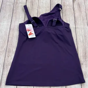 Lands End NEW Womens Deep Purple Asymmetrical Tankini Top Swim Skirt Set Size 4 thumbnail 7