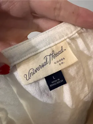 Universal Threads White Linen Blend Short Sleeve Shirt Large thumbnail 5
