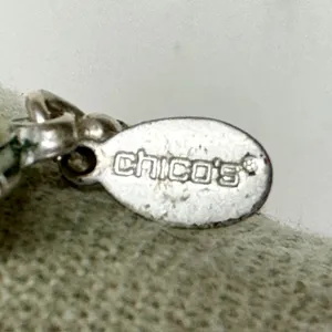 Chico's Double Strand Cord Square Striped Silver Tone Pendant ✨ thumbnail 4