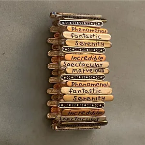 8.5” To 9.5” Stretch Bracelet Mixed Colored Metal Links Sayings Inspirational thumbnail 3