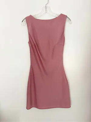 Missguided Mauve Pink Satin Sleeveless Boat dress thumbnail 2