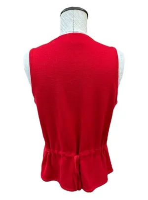 Tail Vintage 90s Red V Neck Vest Button Front Tie Back Wool Acrylic Small thumbnail 2