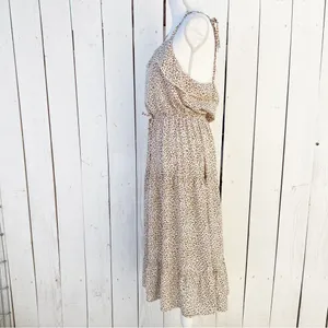 Shein‎ Dress Large Leopard Print Ruffle Tiered Midi Tie Strap Boho thumbnail 2