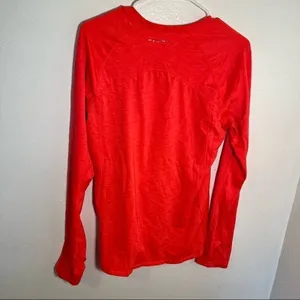 Under Armour Women's Long Sleeve Athletic T-Shirt Bright Coral Pink Fleece Lined thumbnail 6