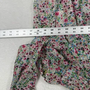 Boden‎ Floral Ruffle Neck Metallic Lurex Blouse Pink Blue US 6 UK 10 T1193 thumbnail 3