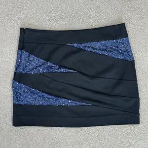 Express Knit Sequin Panel Mini Skirt Blue Black‎ Size 4 thumbnail 5