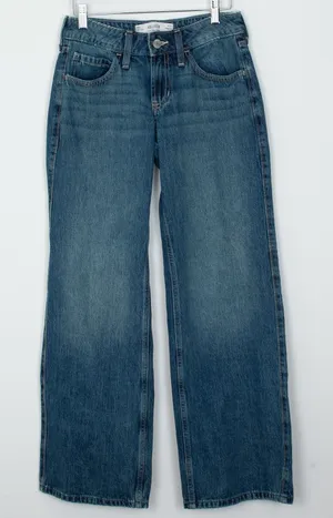 Hollister Low Rise Baggy‎ Jeans Womens Size 000R W23 Regular Medium Wash Denim thumbnail 1