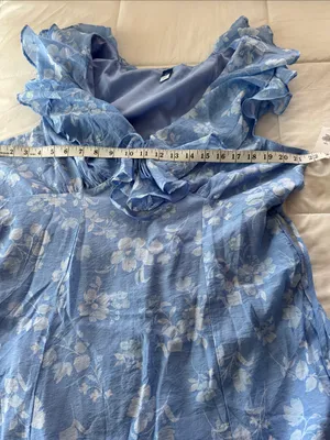 Old Navy Sky Blue Floral Ruffle V-Neck Midi Dress size L thumbnail 5