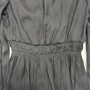 Anthropologie Pleione Twist Front Black Blouse SZ Medium Satin Long sleeve thumbnail 9