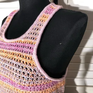 Cotton On Crochet Crop Tank Top Pink Purple Size Medium thumbnail 6