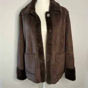 Brandon Thomas Reversible Suede Fur Jacket Women’s Small S Brown with Pockets thumbnail 3