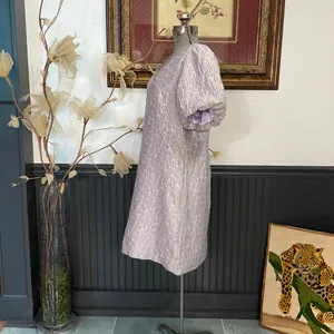NWT Greylin Cali Jacquard Silk Blend Puff Sleeve Mini Dress Lavender L🧡🎀 thumbnail 7