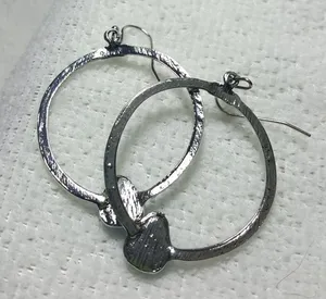 Silver Plated Turquoise Hoop Earrings thumbnail 3