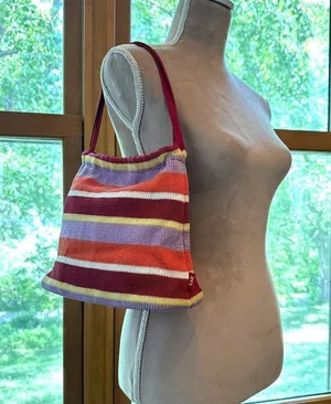 The Sak Original Striped Knit Shoulder Bag Red Orange Purple Y2K Boho Purse thumbnail 1