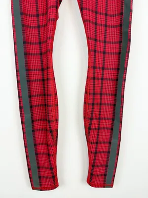 ALO‎ Yoga High Rise Occassion Leggings Red Plaid Reflective Stripe Size XS thumbnail 6