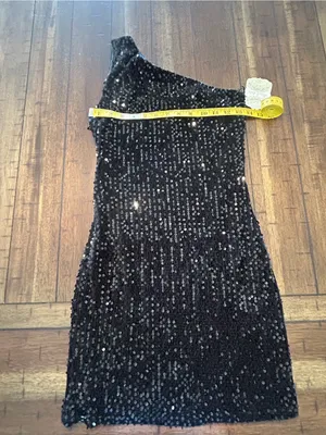 Altar’d State Black Sequin One Shoulder Cocktail Dress Size Small NWT thumbnail 7