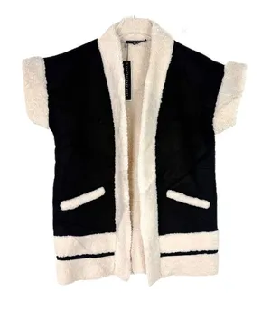 NWT Central Park West Alwyn Vest Faux Suede Sherpa Black Size Small S NEW thumbnail 1