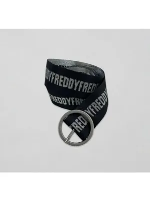 NEW Freddy Canvas Belt Black Silver Metallic Sparkly Glitter Slide Circle Buckle thumbnail 3