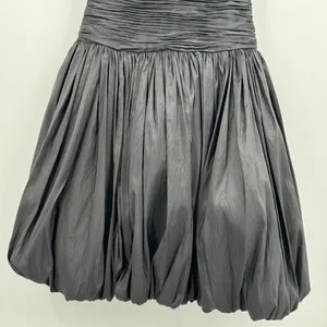 I ssue Black Ruched Taffeta Bubble Hem Dress Women 6 V Neck Y2K Cocktail Party thumbnail 5
