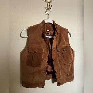 American Vintage Vintage Harolds Suede Leather Vest Size Small‎ in Caramel Brown thumbnail 2