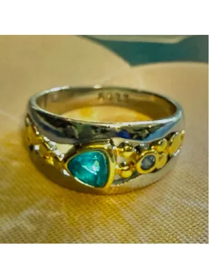 NEW Sterling Silver Ring with Blue Topaz & Tanzanite Simulated Stones Size 7 thumbnail 2