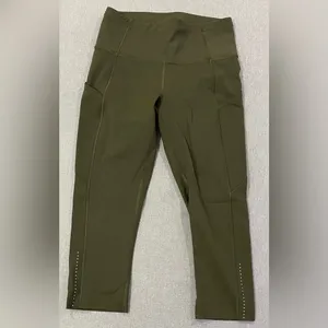 Lululemon High-Rise Olive Green Capri Leggings Size 6 Cropped Activewear Pants thumbnail 5