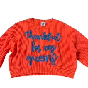 Queen of Sparkles Thankful for my Queens Orange Sweater thumbnail 3