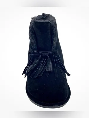 BearPaw Black Suede Tassel Ankle Boot Size 7 thumbnail 2