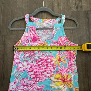 Lilly Pulitzer Arya Pink Blue Tank Lolita Print Sleeveless Cotton Tank Top XS thumbnail 7