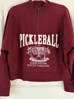 Aeropostale Maroon Pickleball Charleston Graphic Quarter-Zip Sweatshirt thumbnail 1