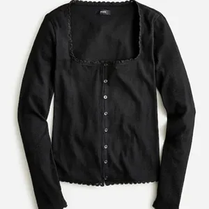 J. Crew Womens Black Square Neck Henley Shirt Top Xs Bk317 thumbnail 1