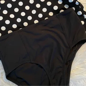 Lands End Cap Sleeve Surplice Tankini Swimsuit Black White Dots Preppy womens 2 thumbnail 7