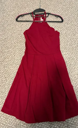 Charlotte Russe XS Fit-and-Flare Dress - Deep Red/Burgundy (small stain shown) thumbnail 1