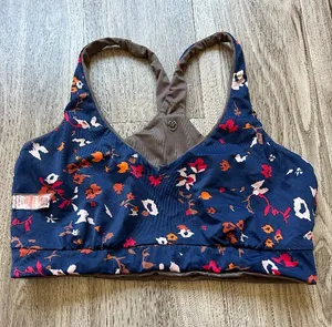 Maaji Reversible Sports Bra Bikini Top Brown and Blue Florals Size L thumbnail 1